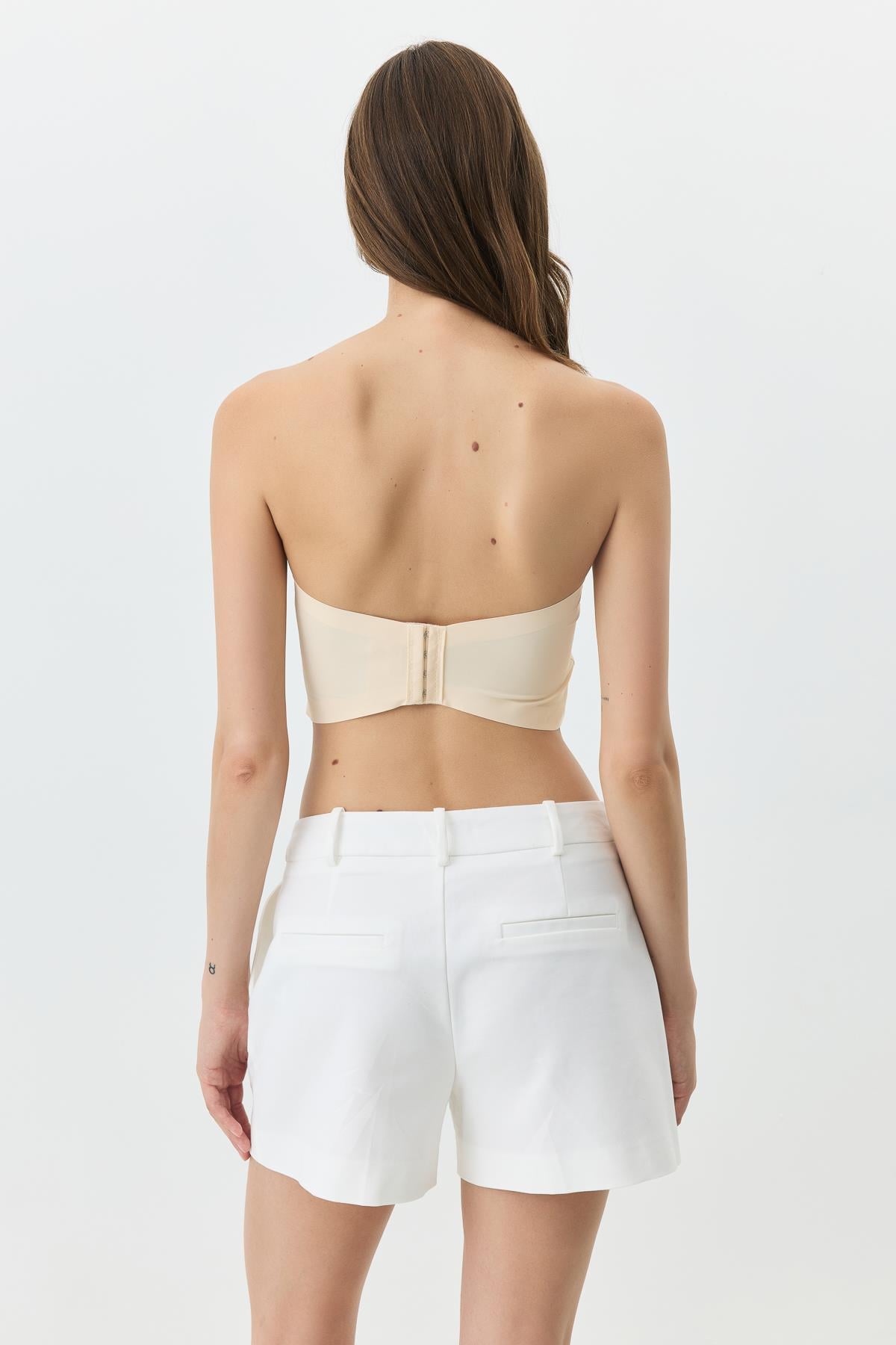 Nahtloser Laser-Cut Bustier mit Polstern 1019 Beige