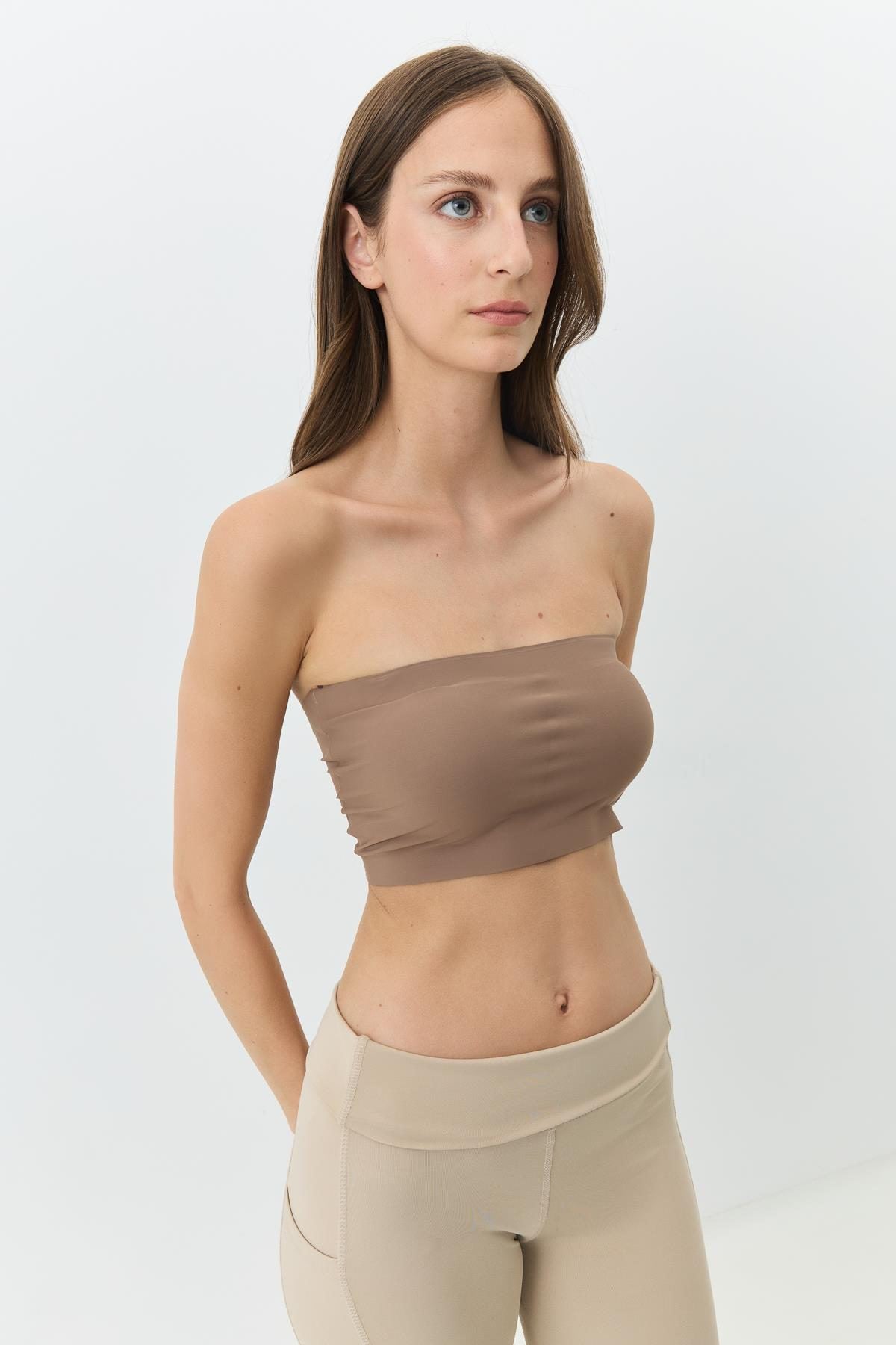 Nahtloser Laser-Cut Bustier mit Polstern 1019 Beige