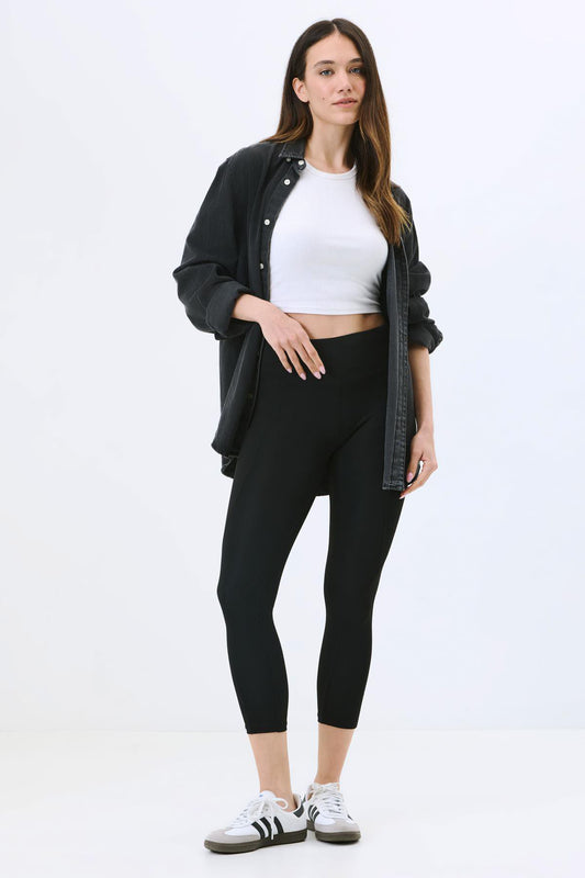 Hohe Taille Doppelte Tasche Formende Sport Leggings 9416 Grau