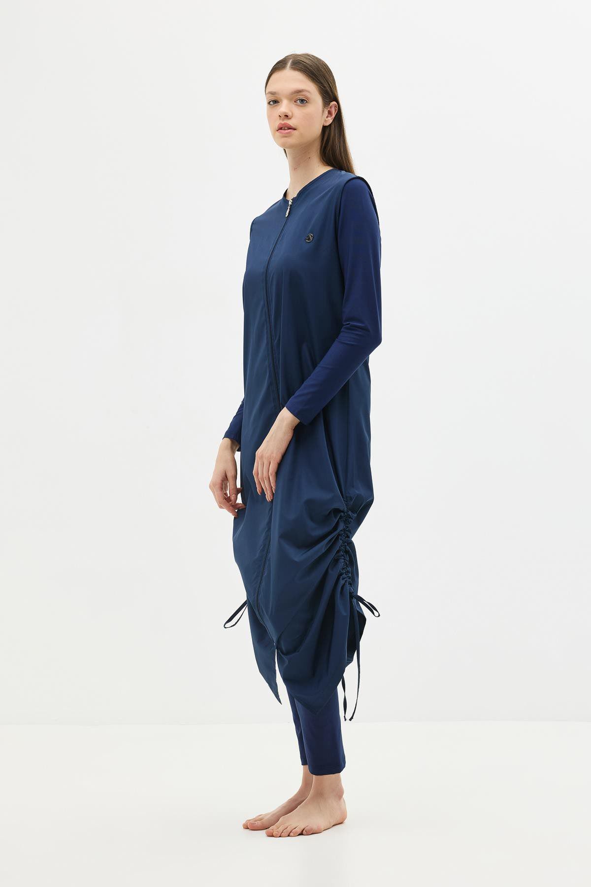 5-teiliges Ganzkörper-Badeanzug-Set in Marineblau