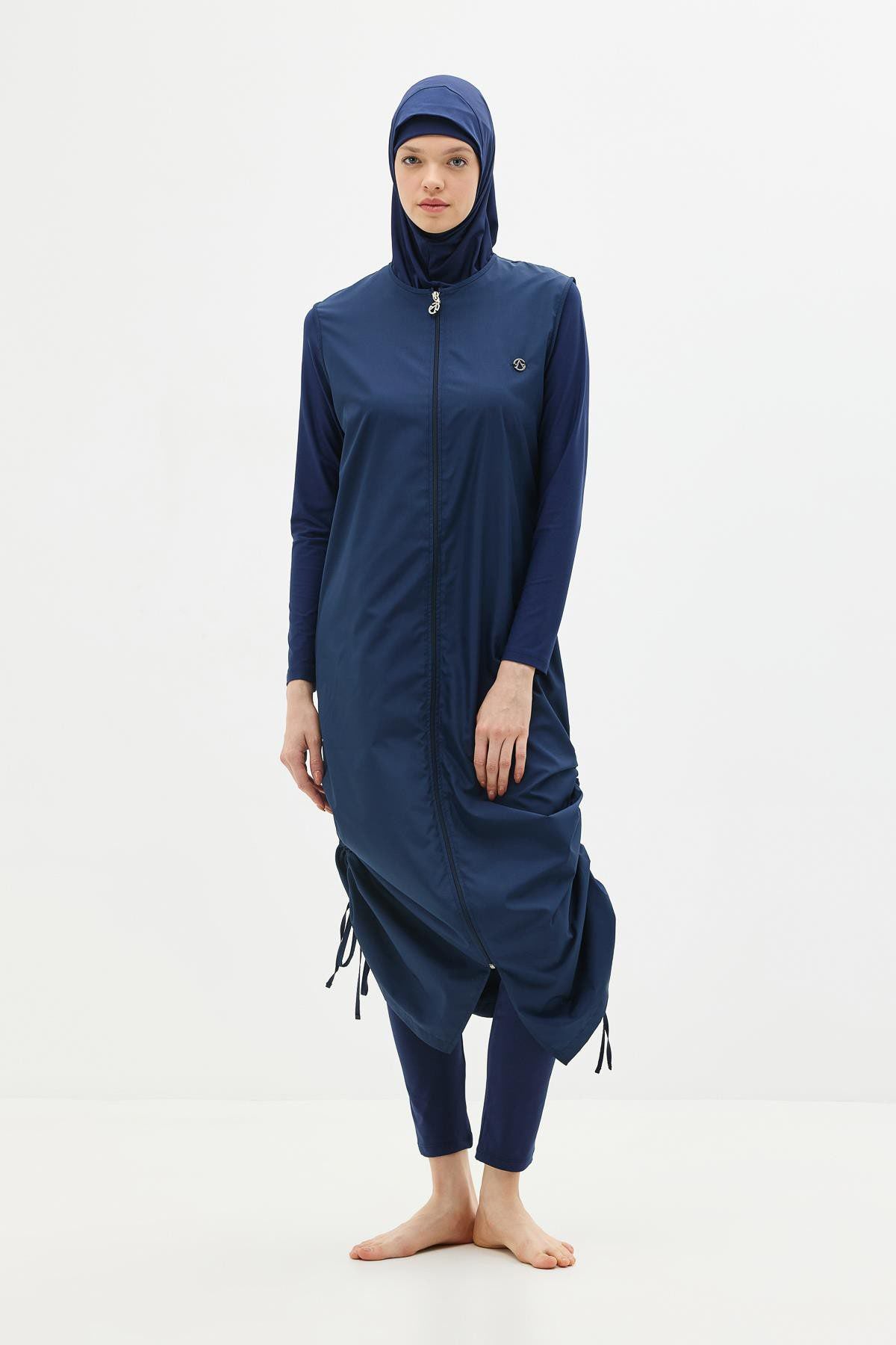 5-teiliges Ganzkörper-Badeanzug-Set in Marineblau