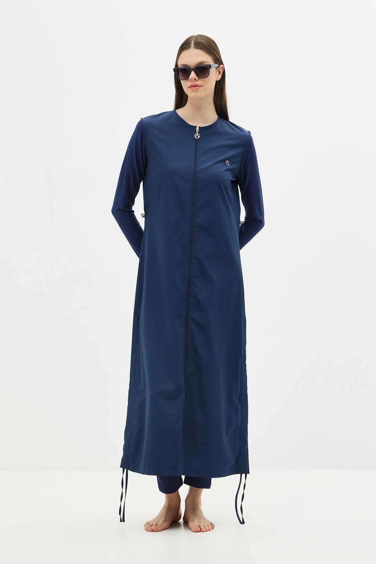 5-teiliges Ganzkörper-Badeanzug-Set in Marineblau