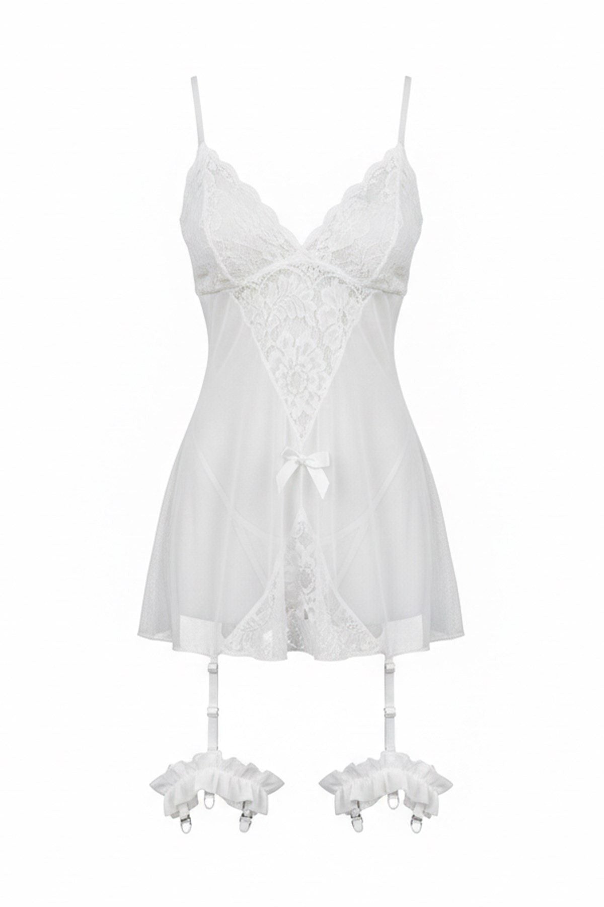 Spitzen-Detail Schwarzes Babydoll