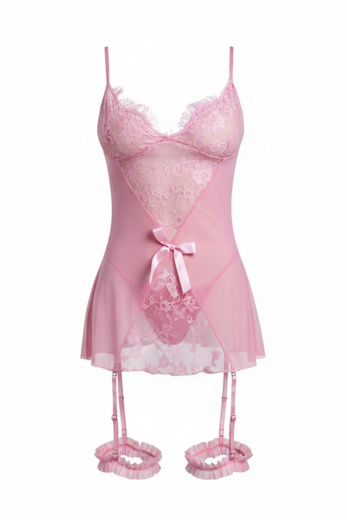 Spitzen-Detail Schwarzes Babydoll