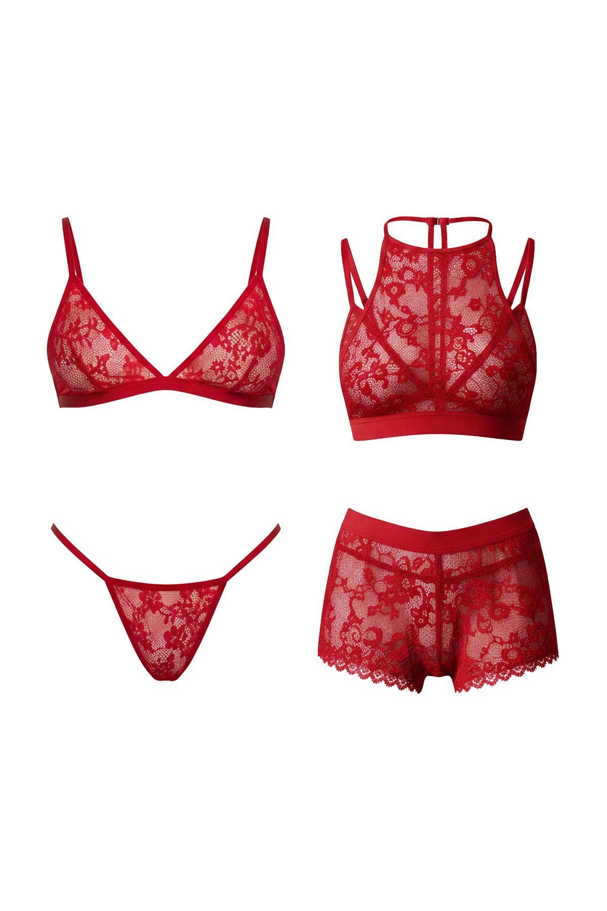4-teiliges Creme-Bralet-Set