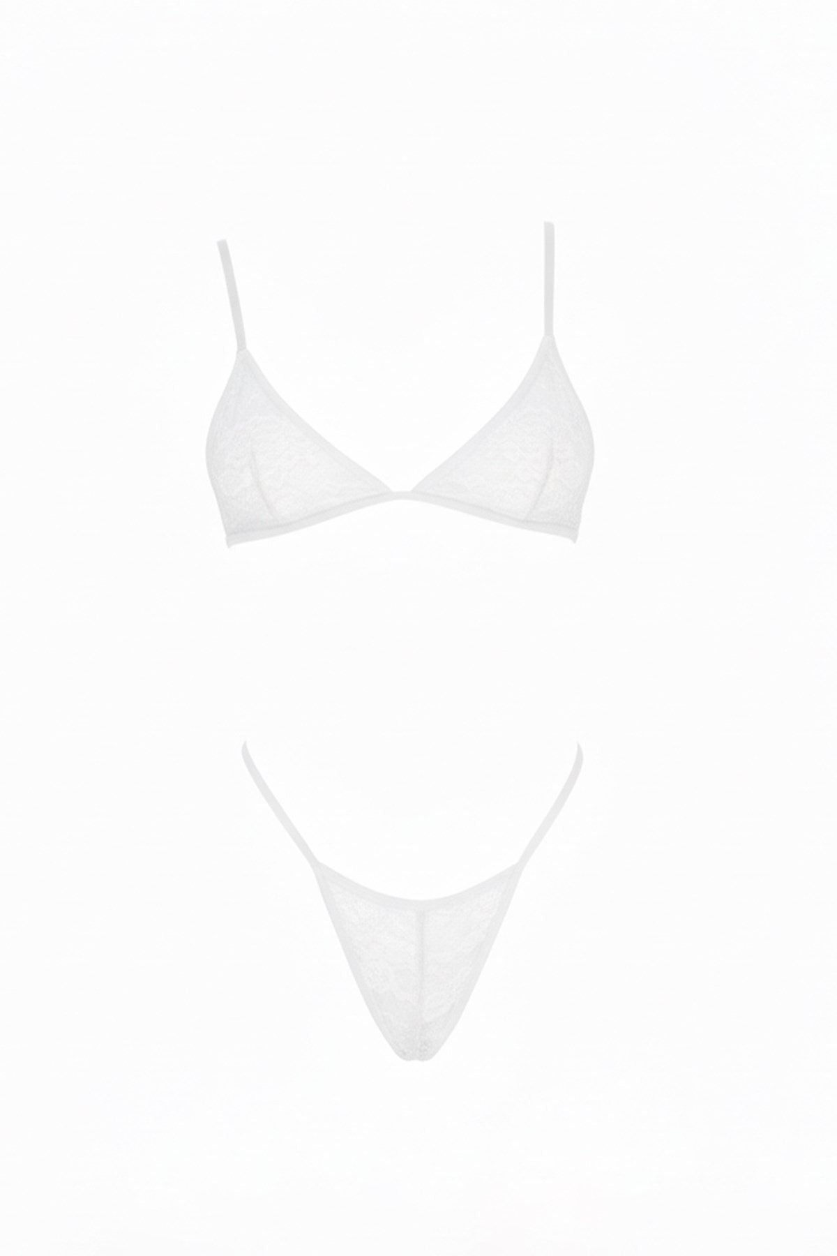 4-teiliges Creme-Bralet-Set