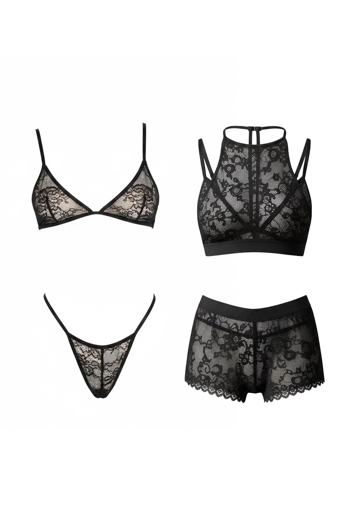 4-teiliges Creme-Bralet-Set