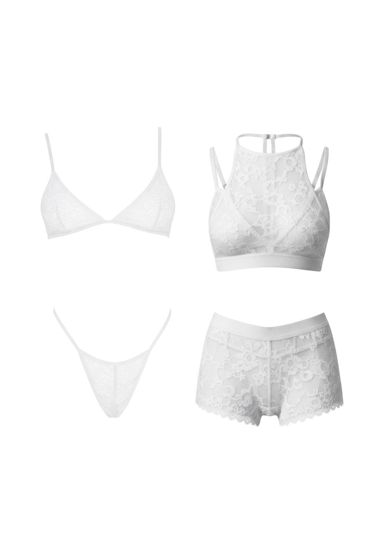 4-teiliges Creme-Bralet-Set