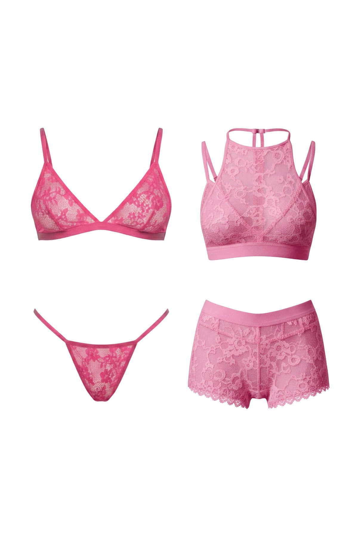 4-teiliges Creme-Bralet-Set