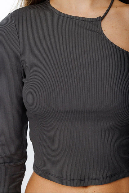 Offene Schulter Langarm Bluse
