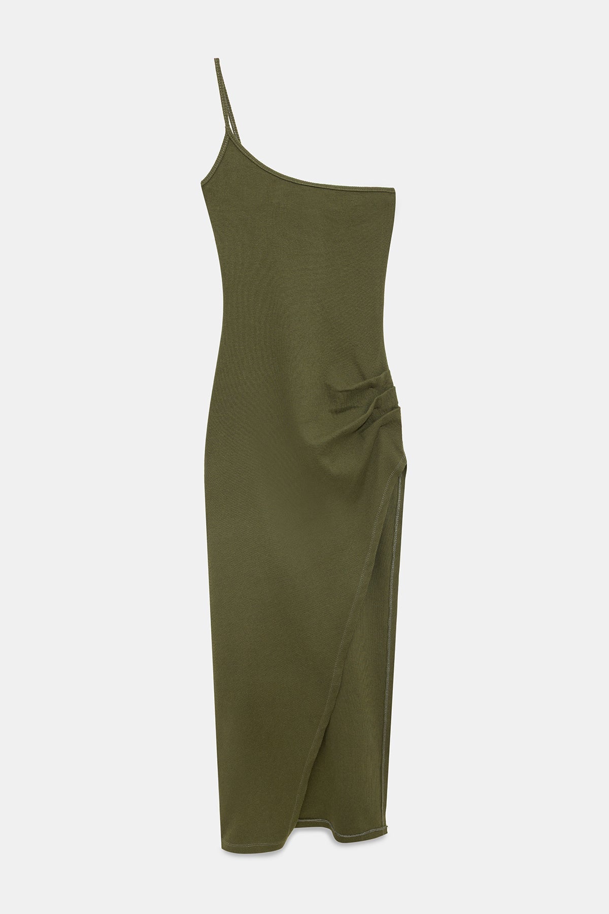 Maxikleid mit einem Träger und tiefem Schlitz