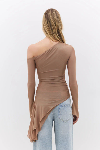 Tüllbluse mit einer Schulter