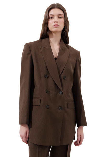 TENCEL Gürtel-Wickelblazer Braun