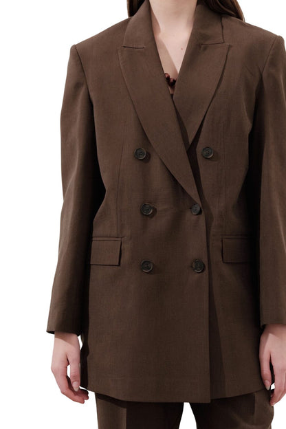 TENCEL Gürtel-Wickelblazer Braun