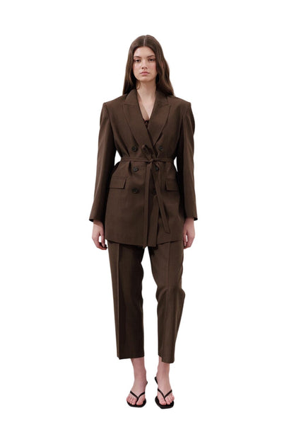 TENCEL Gürtel-Wickelblazer Braun