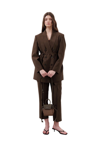 TENCEL Gürtel-Wickelblazer Braun
