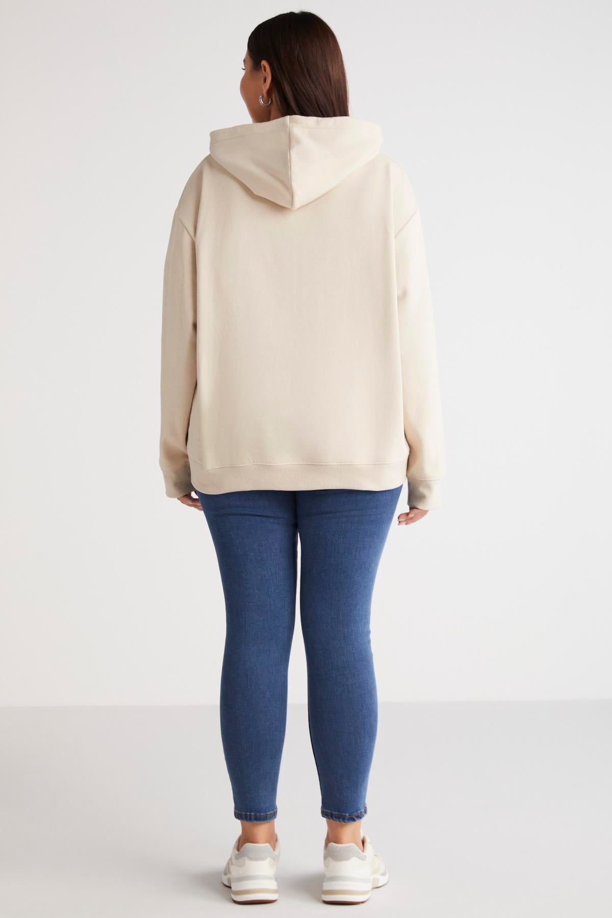 ETHIQUET TEREZABB Sweatshirt in Großen Größen Beige