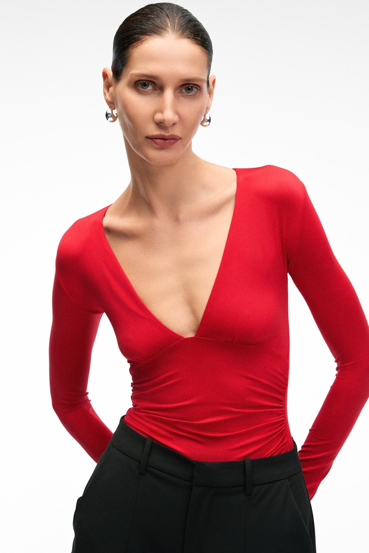 ETHIQUET TEVRINE Damenbluse, Slim Fit Rot
