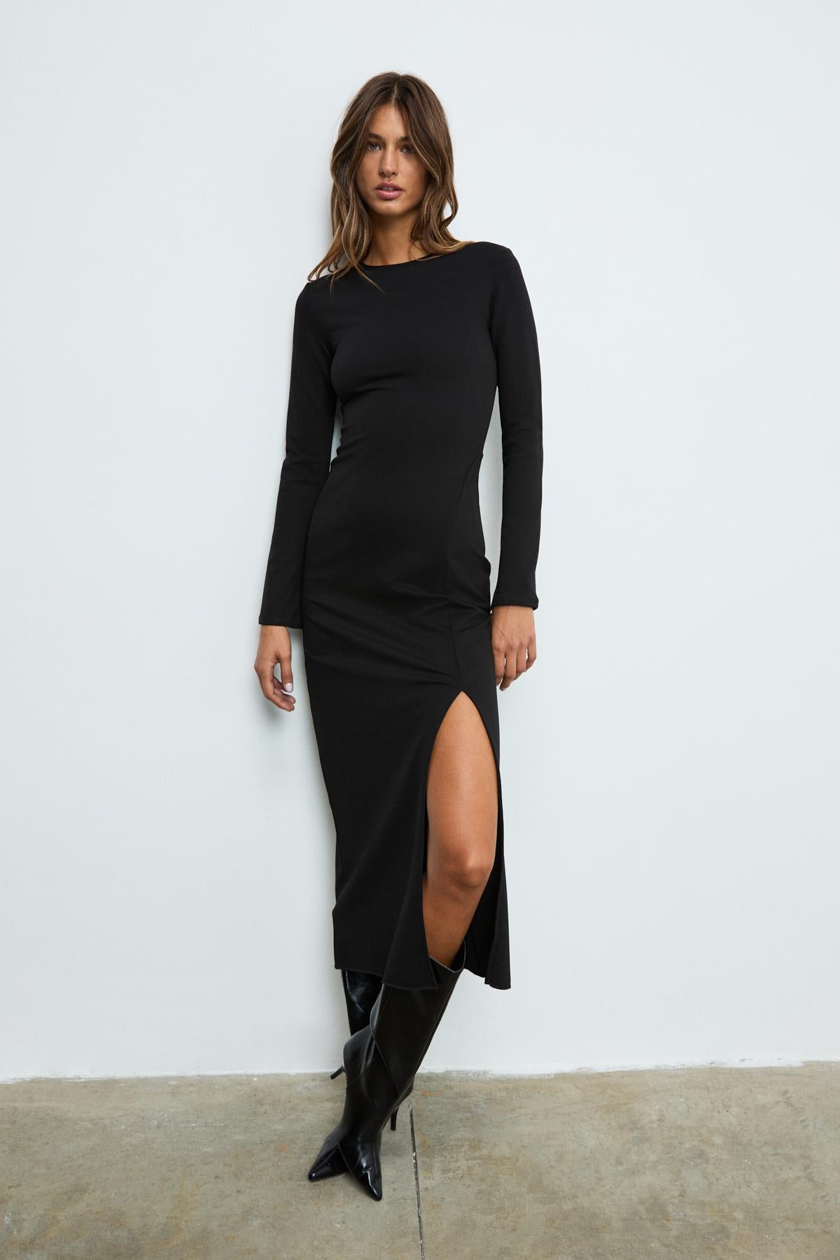 GRIMELANGE THALUNE Damen Langkleid Figurbetont Schwarz