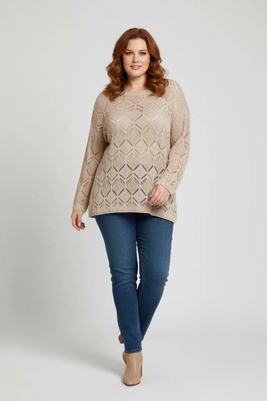 Langärmeliger Strickpullover mit Rundhalsausschnitt