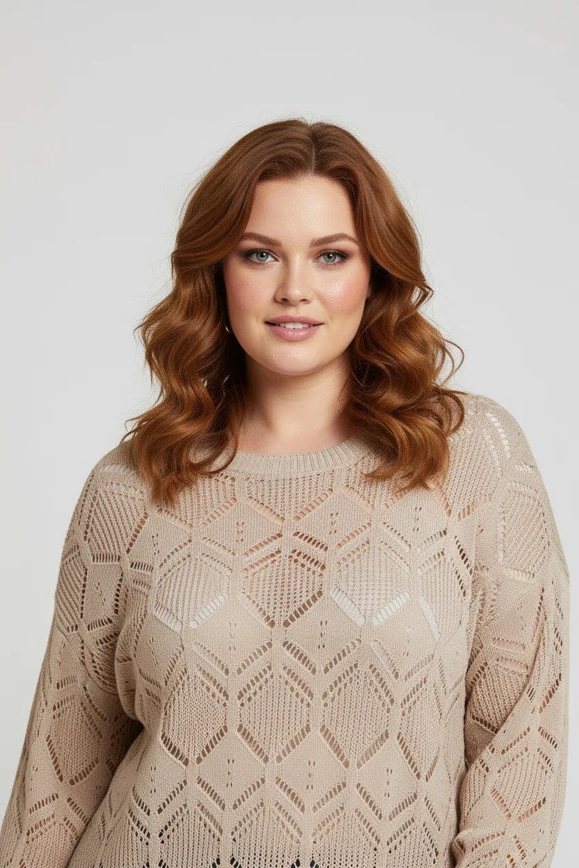 Langärmeliger Strickpullover mit Rundhalsausschnitt