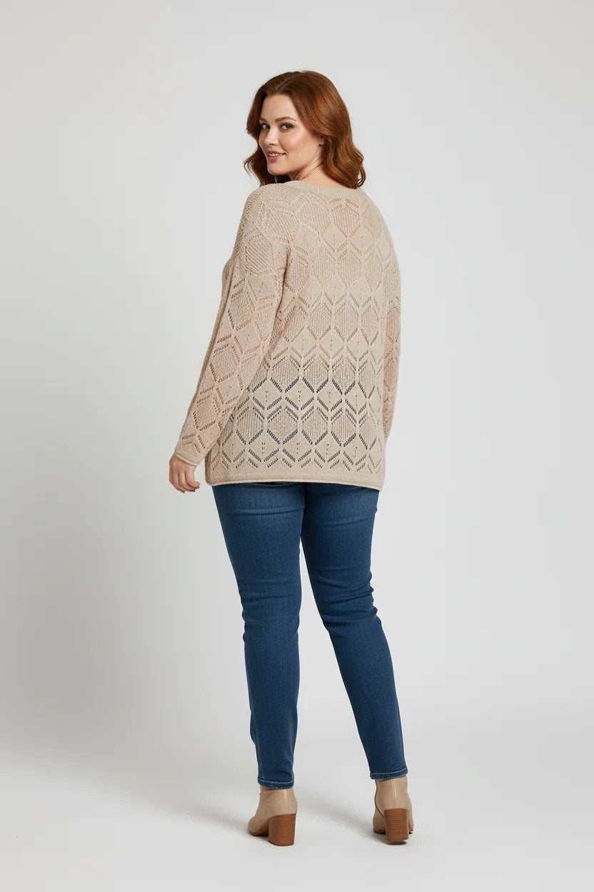 Langärmeliger Strickpullover mit Rundhalsausschnitt
