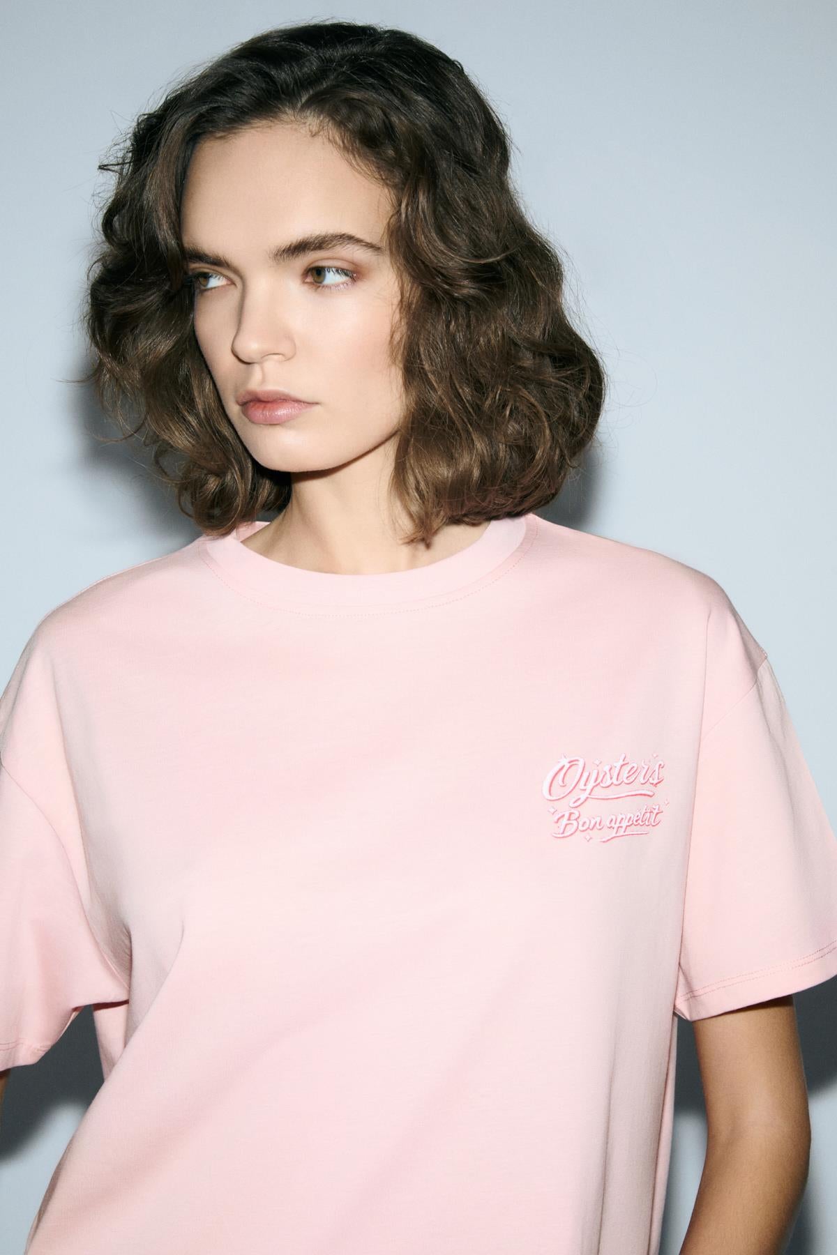 GRIMELANGE Damen T-Shirt aus Bio-Baumwolle Lachs
