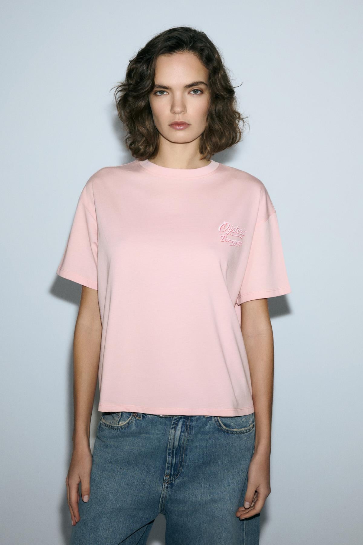 GRIMELANGE Damen T-Shirt aus Bio-Baumwolle Lachs