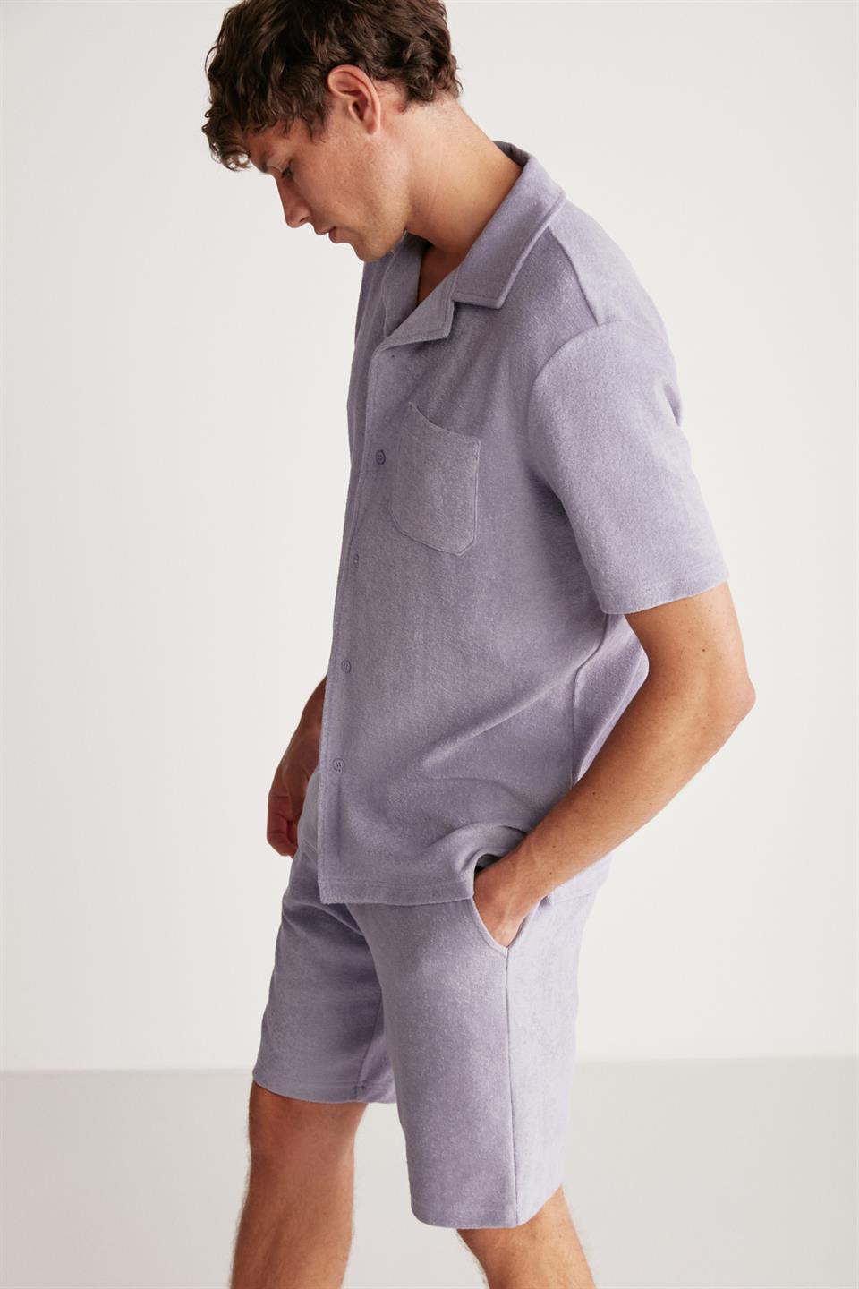 GRIMELANGE TOMAS Herren Frottee-Hemd Relaxed Violett
