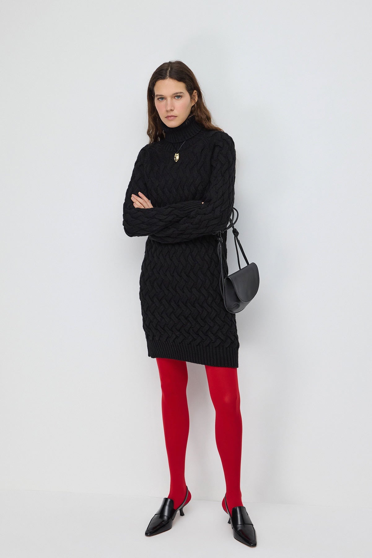 Rollkragen-Strickkleid