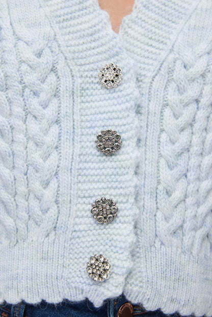 Strickcardigan mit Steinverzierungen und Knöpfen