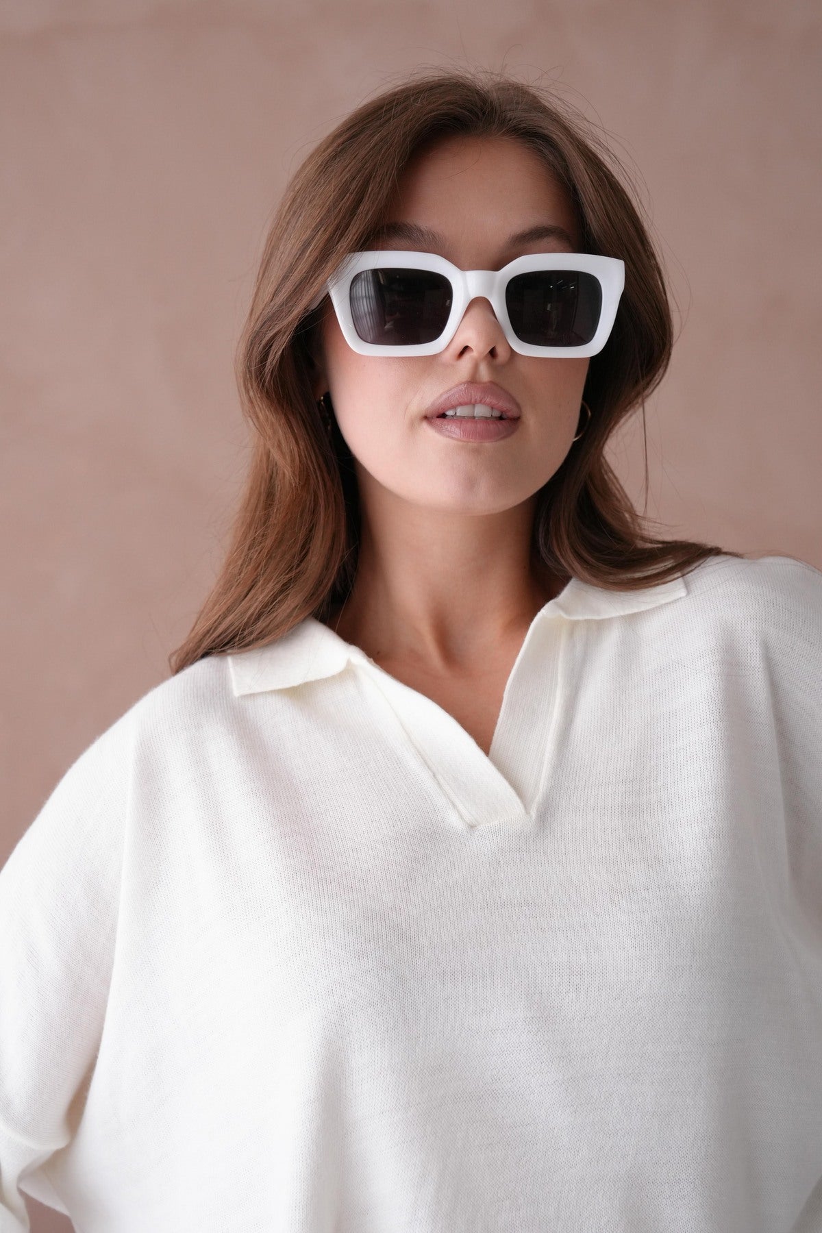 Oversize-Crop-Damenbluse mit Polokragen