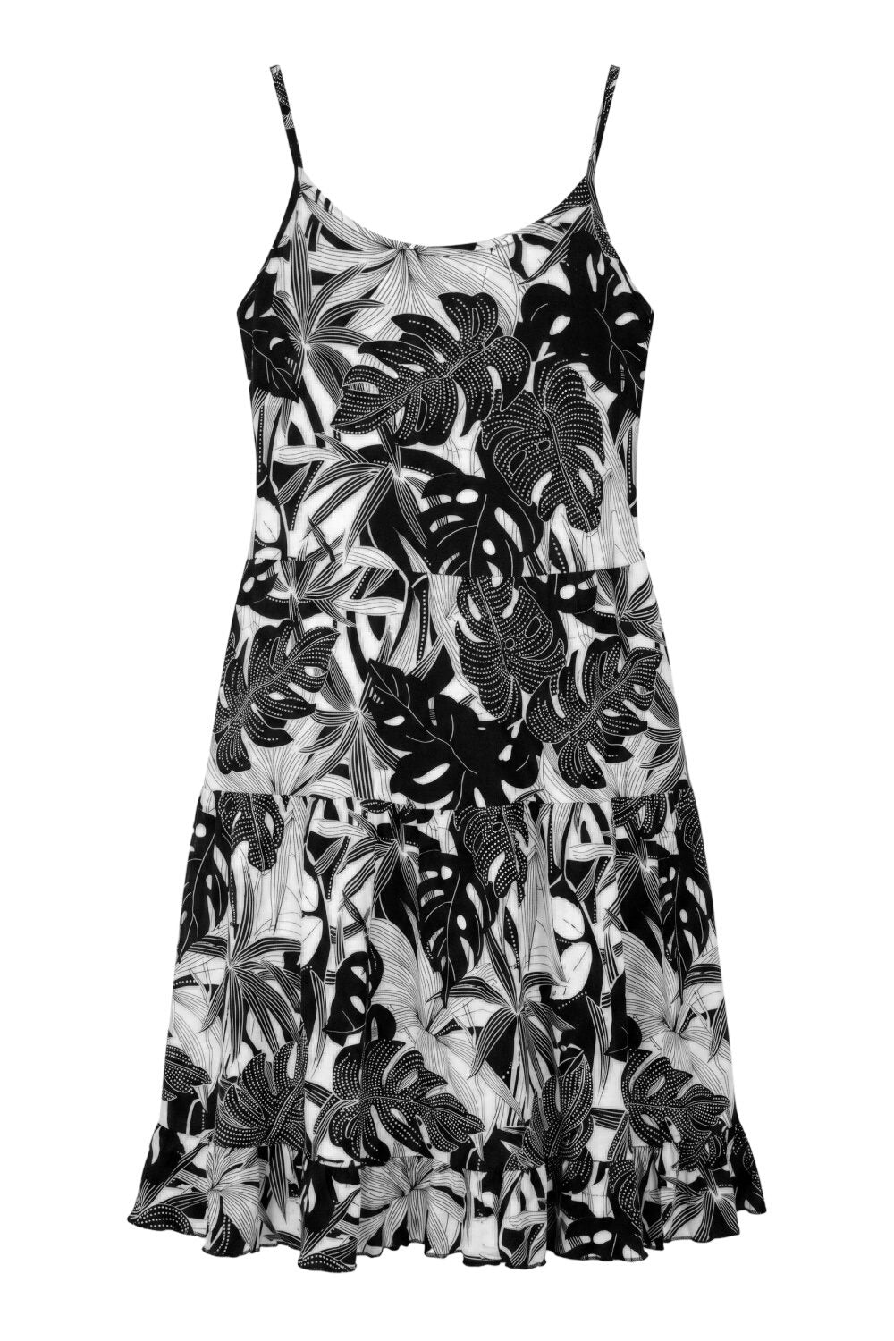 Tropenprint Midi Kleid mit Offenem Rücken
