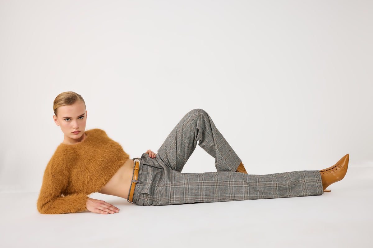 Crop-Pullover mit Rundhalsausschnitt