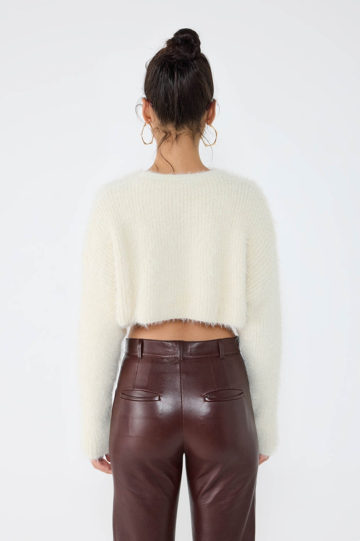 Crop-Pullover mit Rundhalsausschnitt