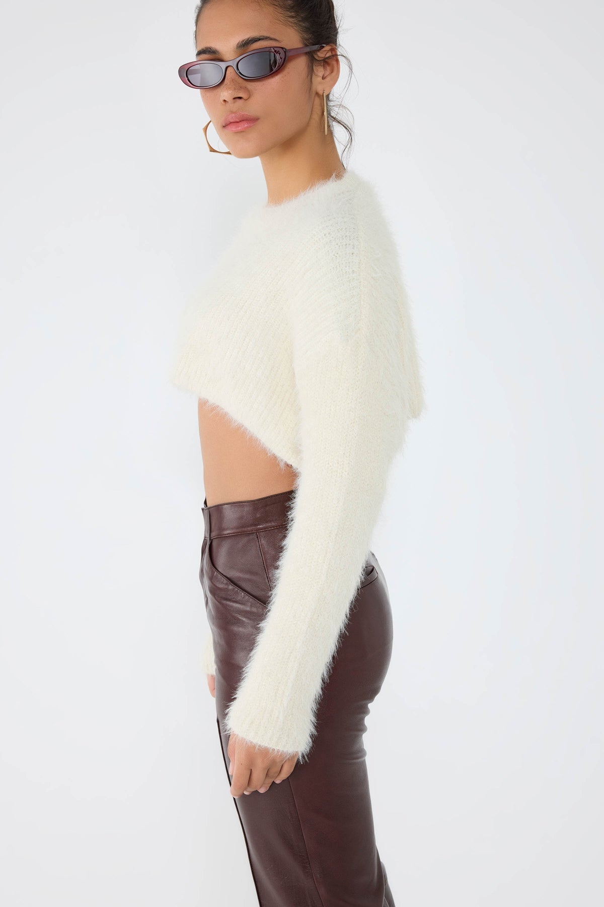 Crop-Pullover mit Rundhalsausschnitt