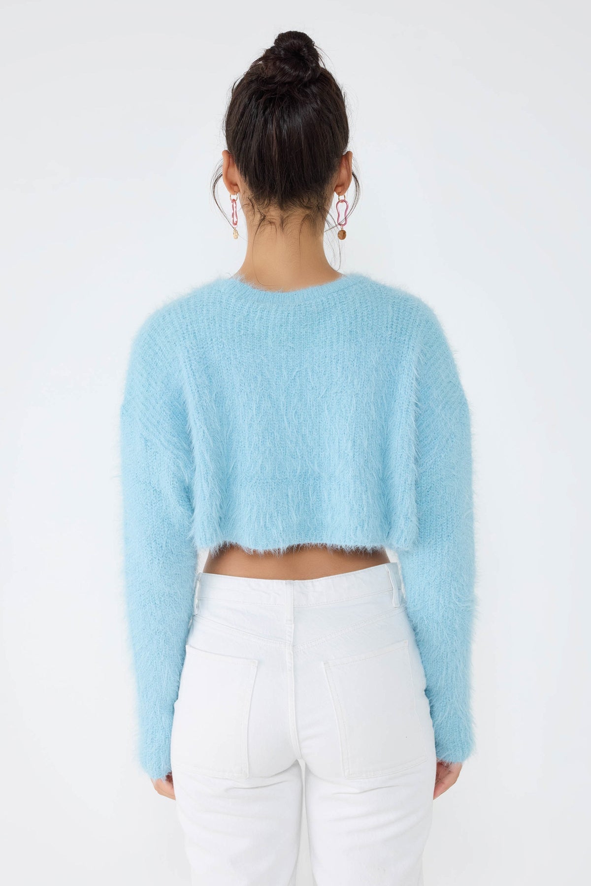 Crop-Pullover mit Rundhalsausschnitt