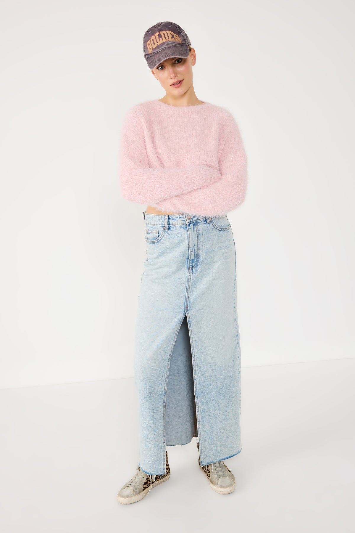 Crop-Pullover mit Rundhalsausschnitt