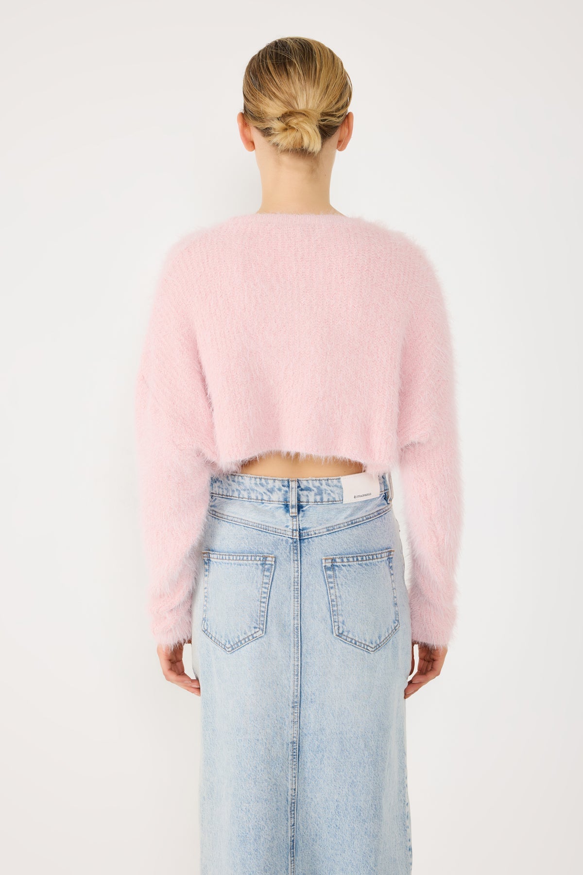 Crop-Pullover mit Rundhalsausschnitt