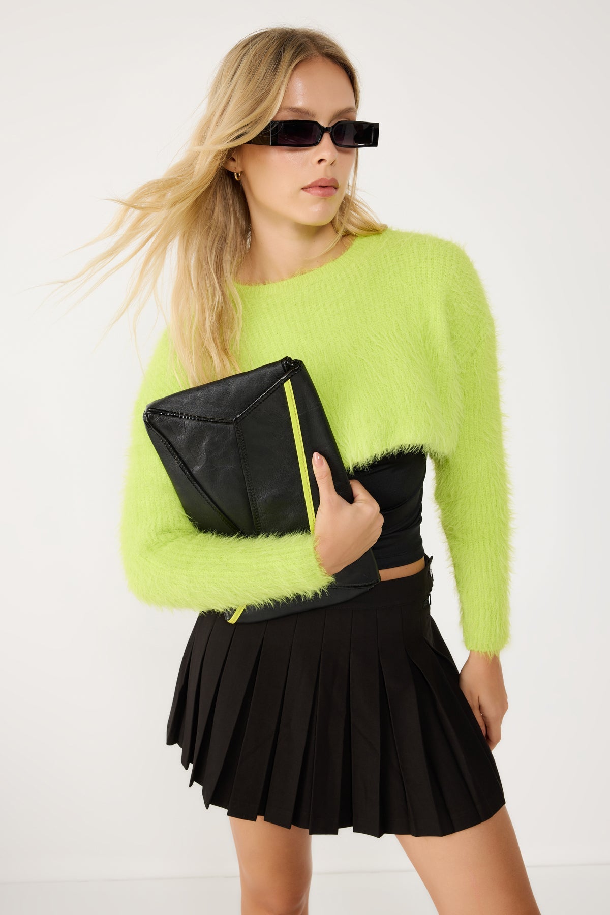 Crop-Pullover mit Rundhalsausschnitt