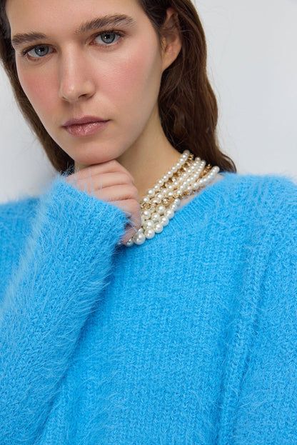 Crop-Pullover mit Rundhalsausschnitt