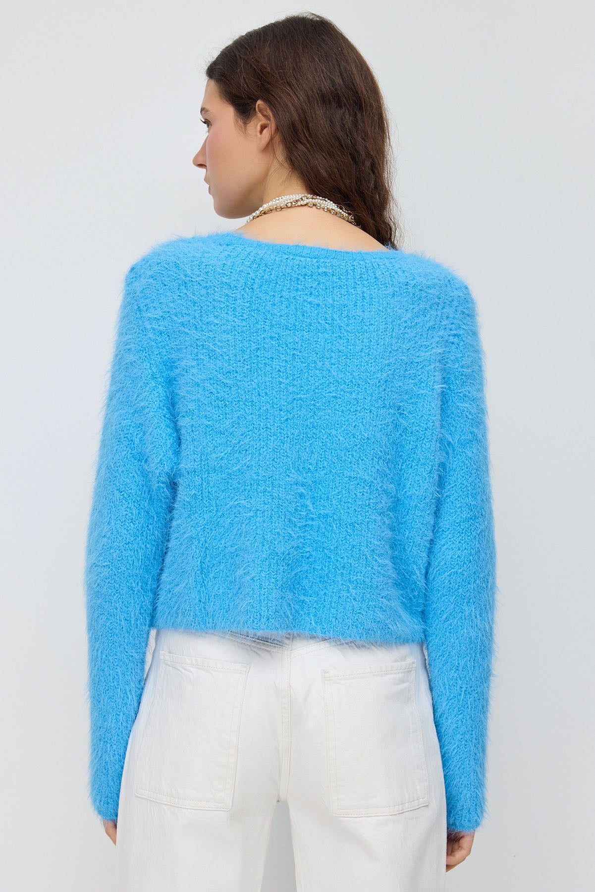 Crop-Pullover mit Rundhalsausschnitt