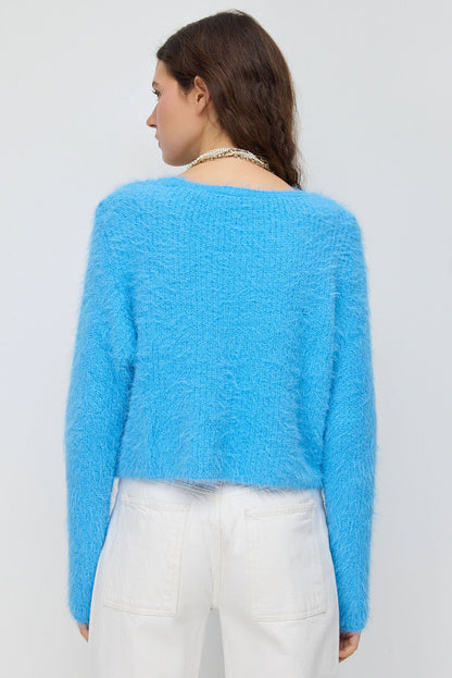 Crop-Pullover mit Rundhalsausschnitt