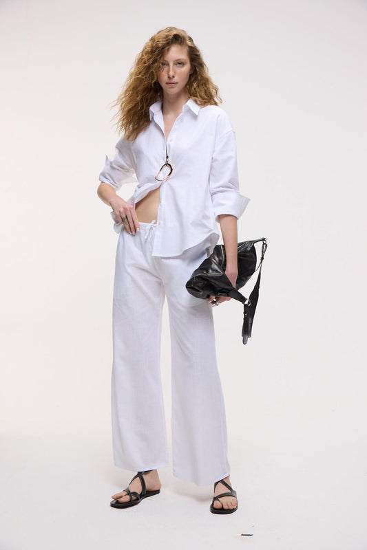 UBANA Damen Leinenlook Hose Baumwolle