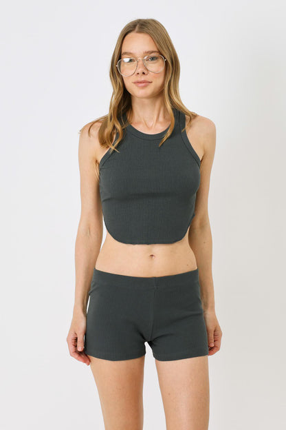 Damen Geripptes Träger Crop Top