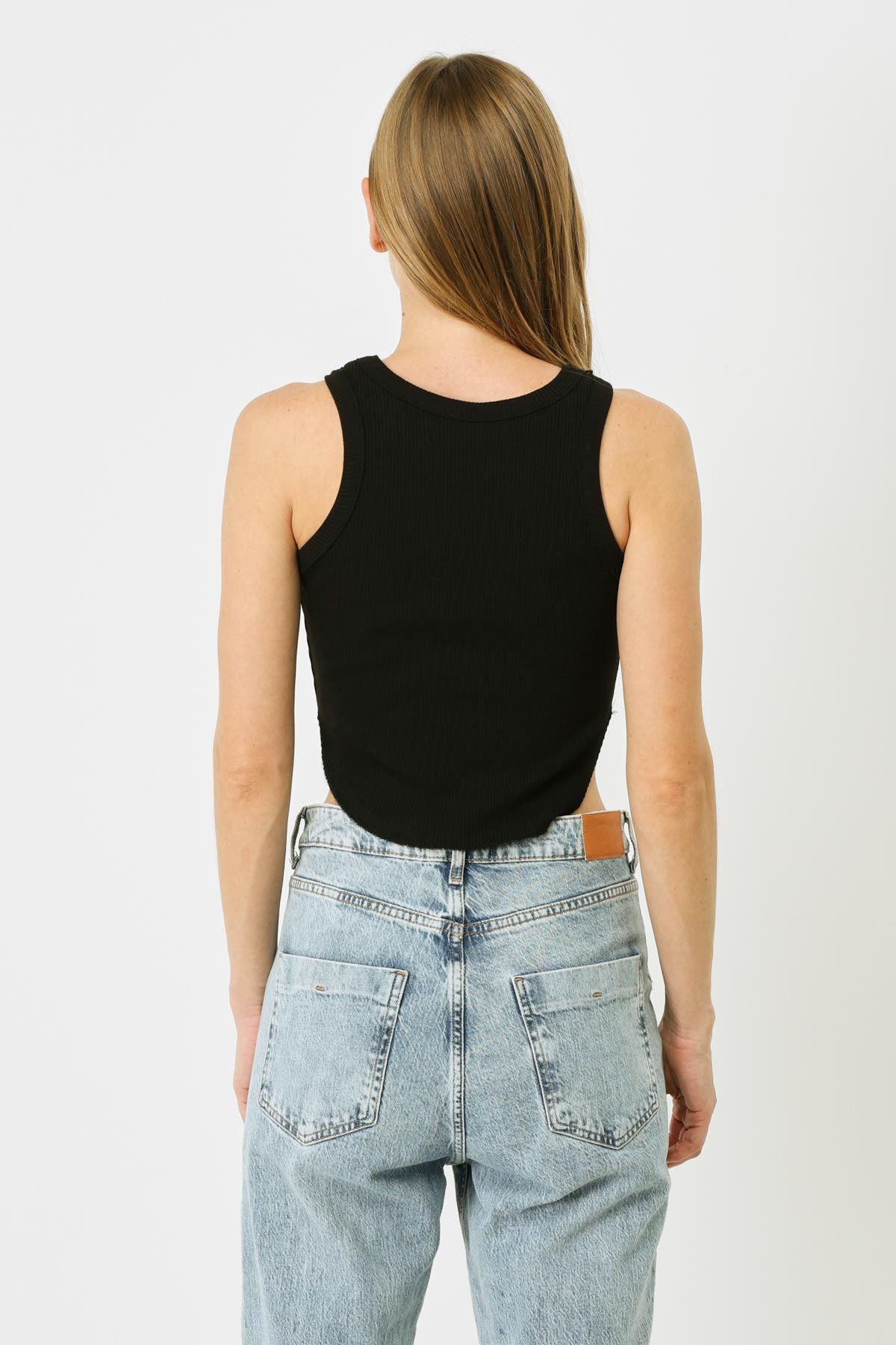 Damen Geripptes Träger Crop Top