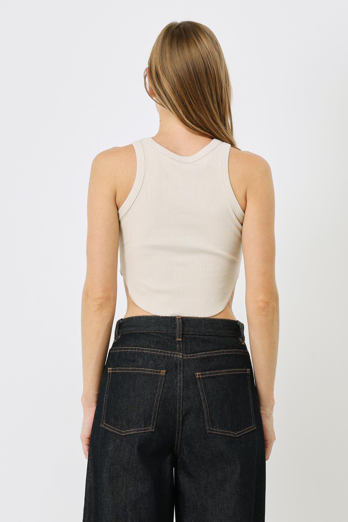 Damen Geripptes Träger Crop Top