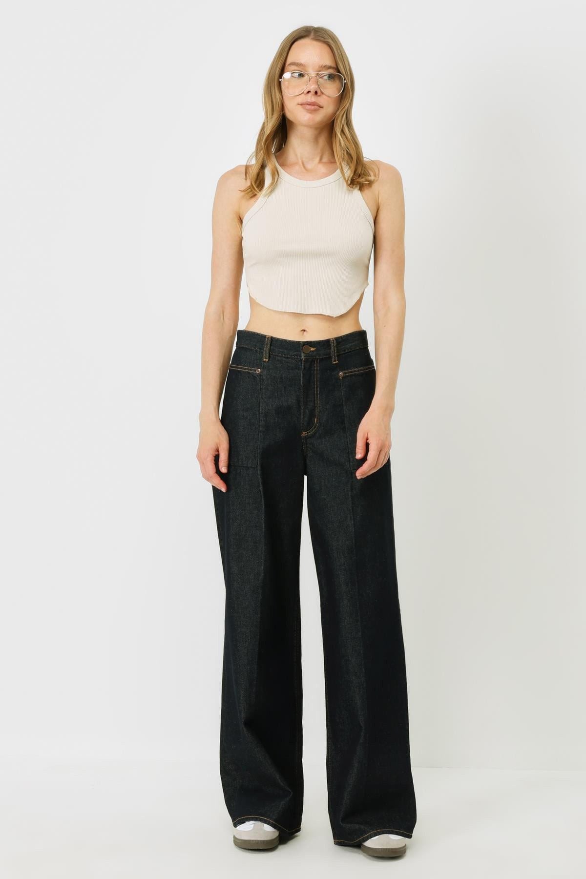 Damen Geripptes Träger Crop Top