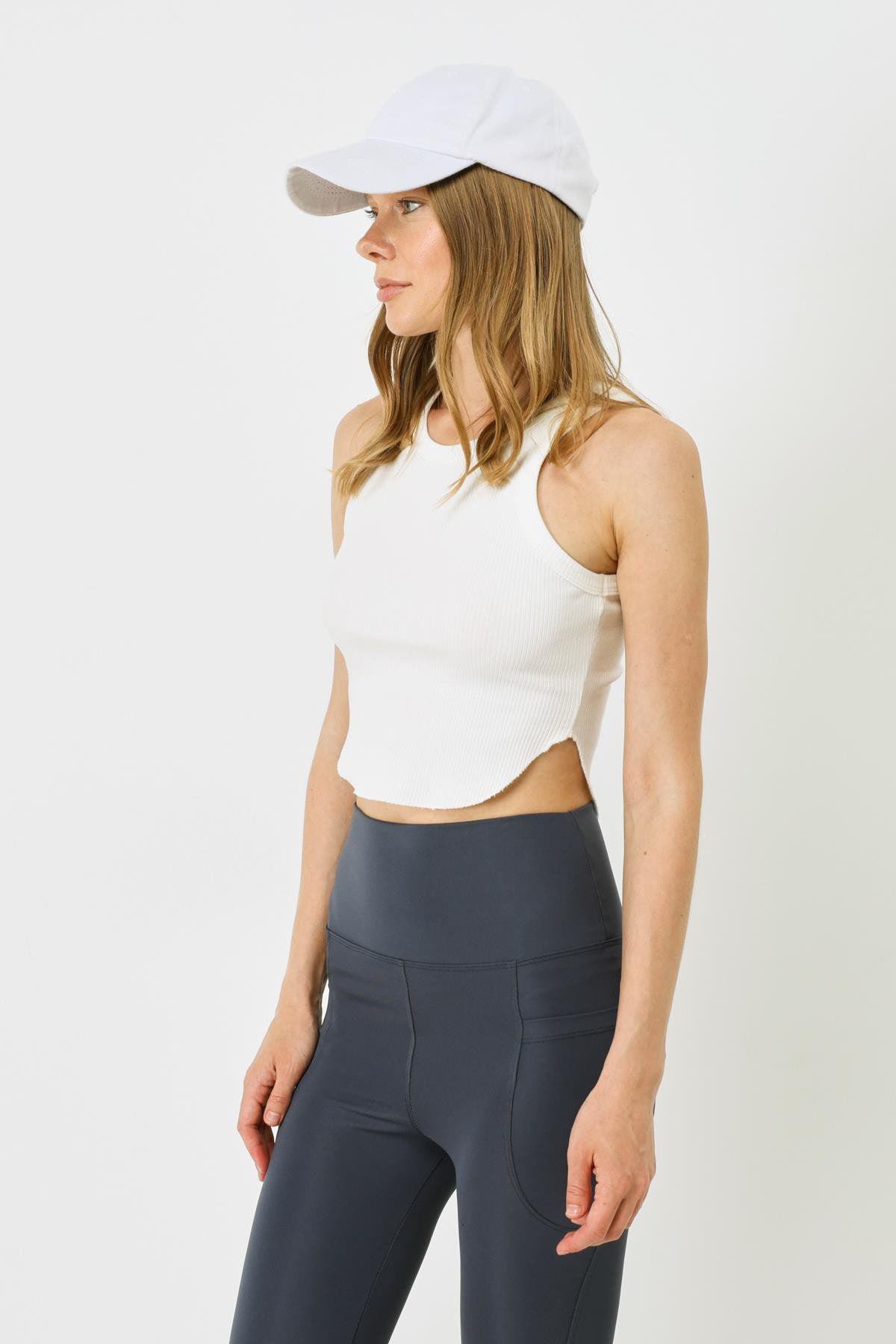 Damen Geripptes Träger Crop Top