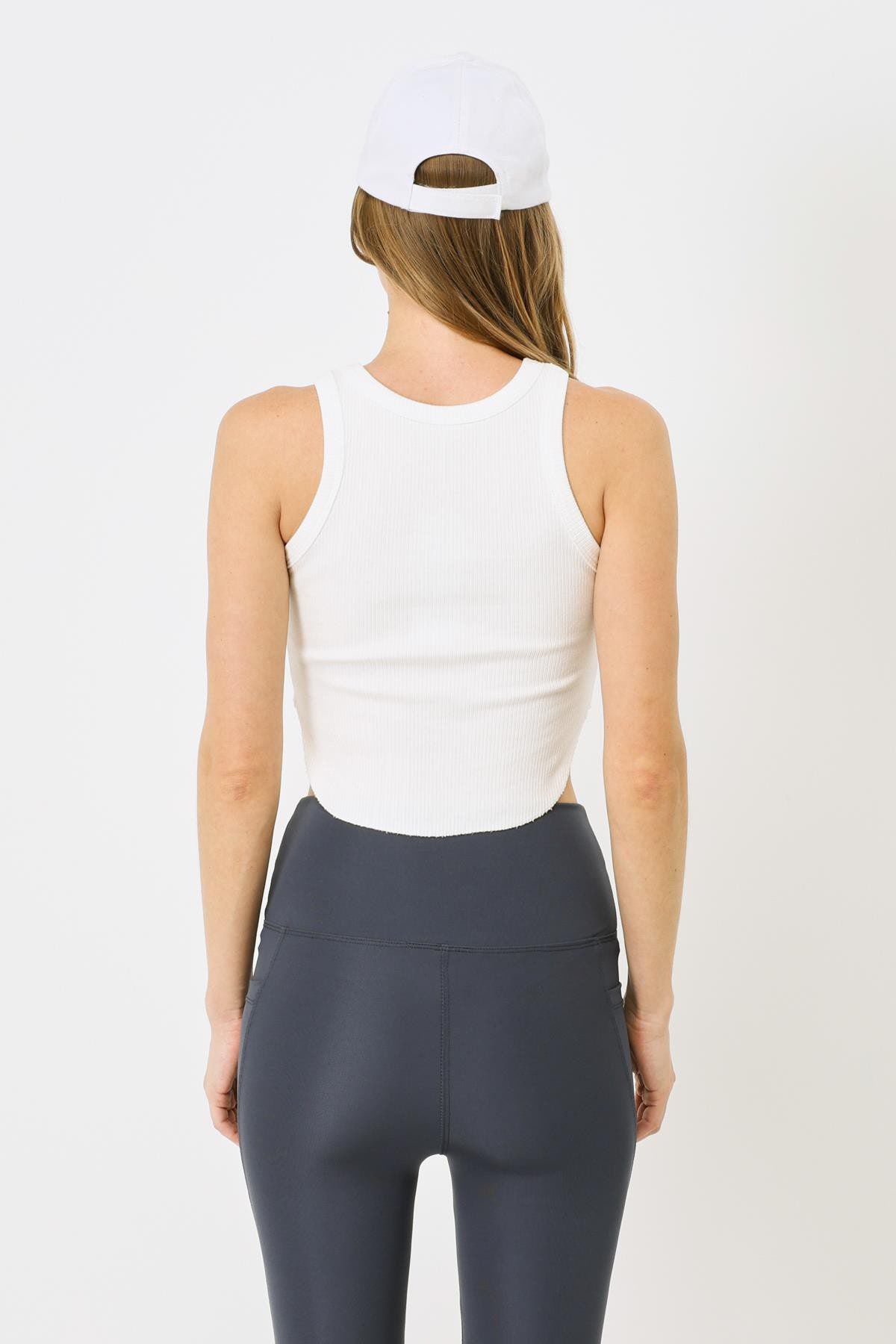 Damen Geripptes Träger Crop Top